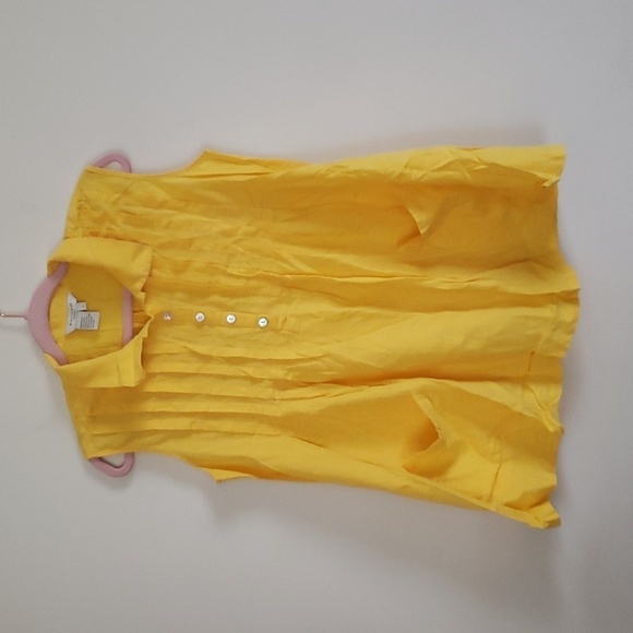 Sandro yellow linen rayon summer collared tank button front airy blouse women L - Picture 1 of 7